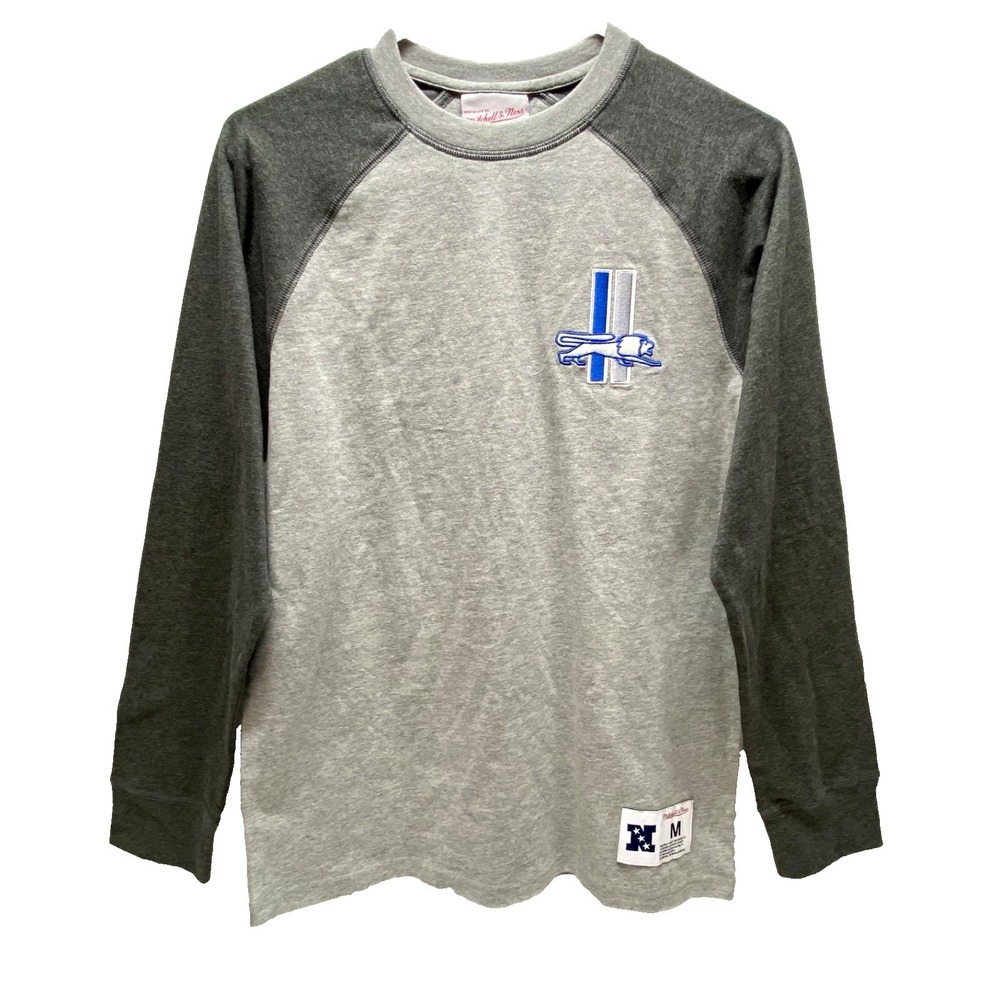 Detroit Lions‎ NFL Shirt Youth M 10/12 Long Sleeve Raglan Tee Mitchell Ness READ
